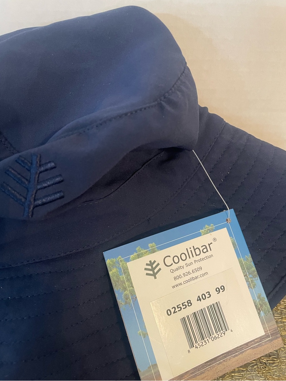 NWT Coolibar Dark Navy Wide-Brim Sun Hat with Chin Cord - Picture 6 of 7